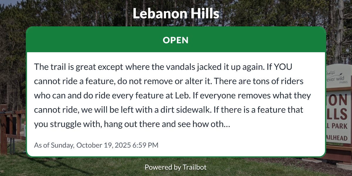 Latest Lebanon Hills Trail conditions